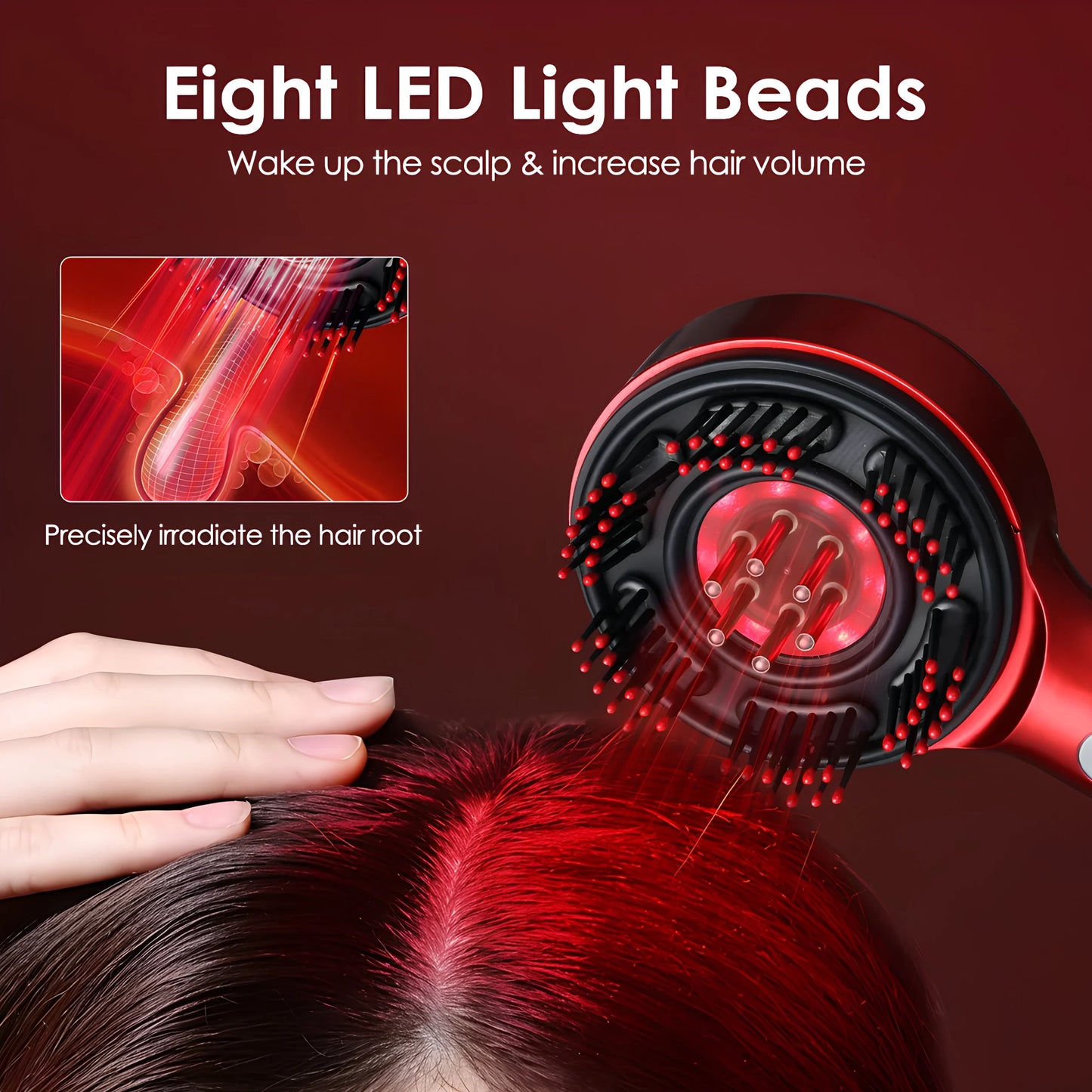 Brosse 3en1 Led Massante Applicateur d'Huile